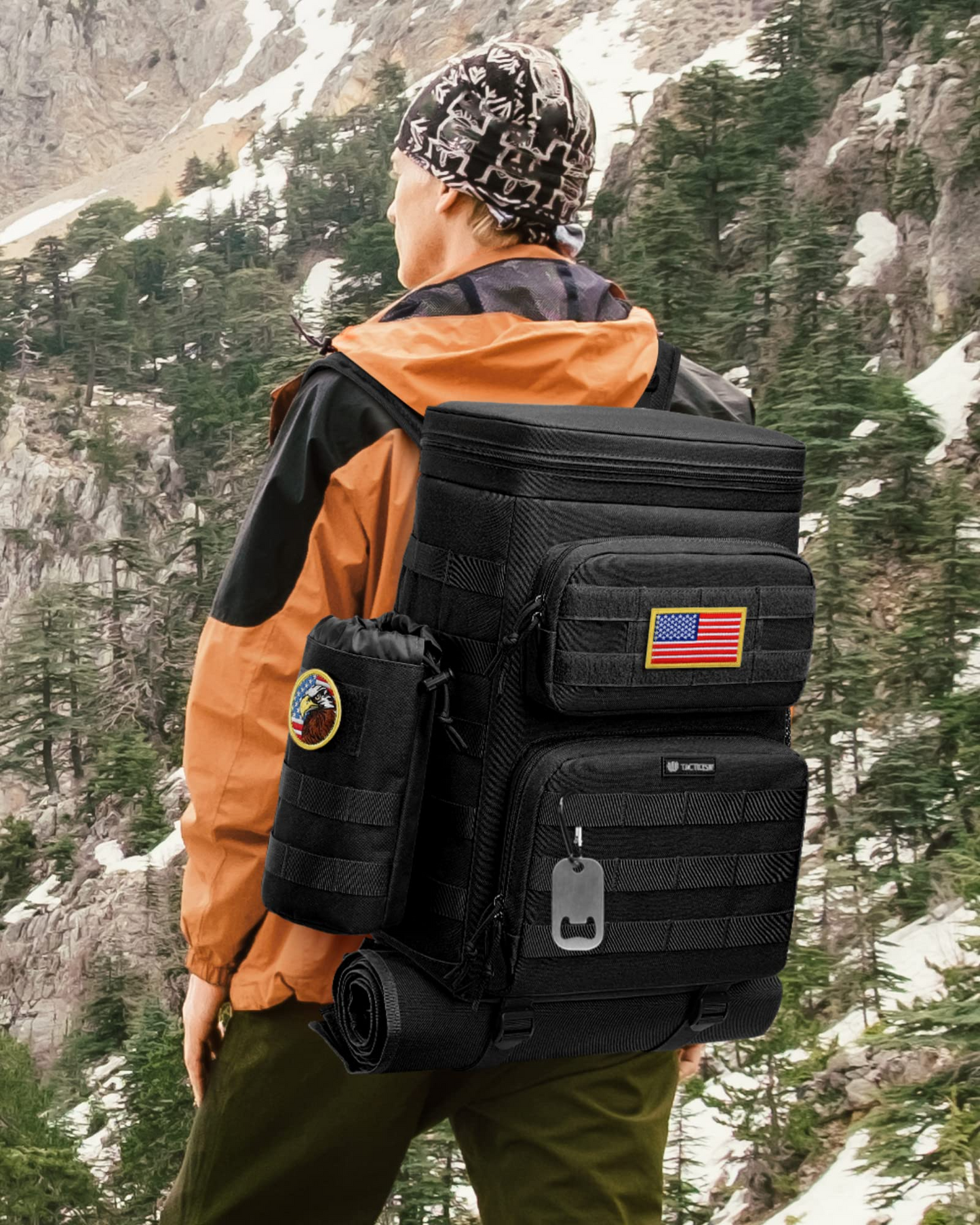 Black insulated backpack cooler