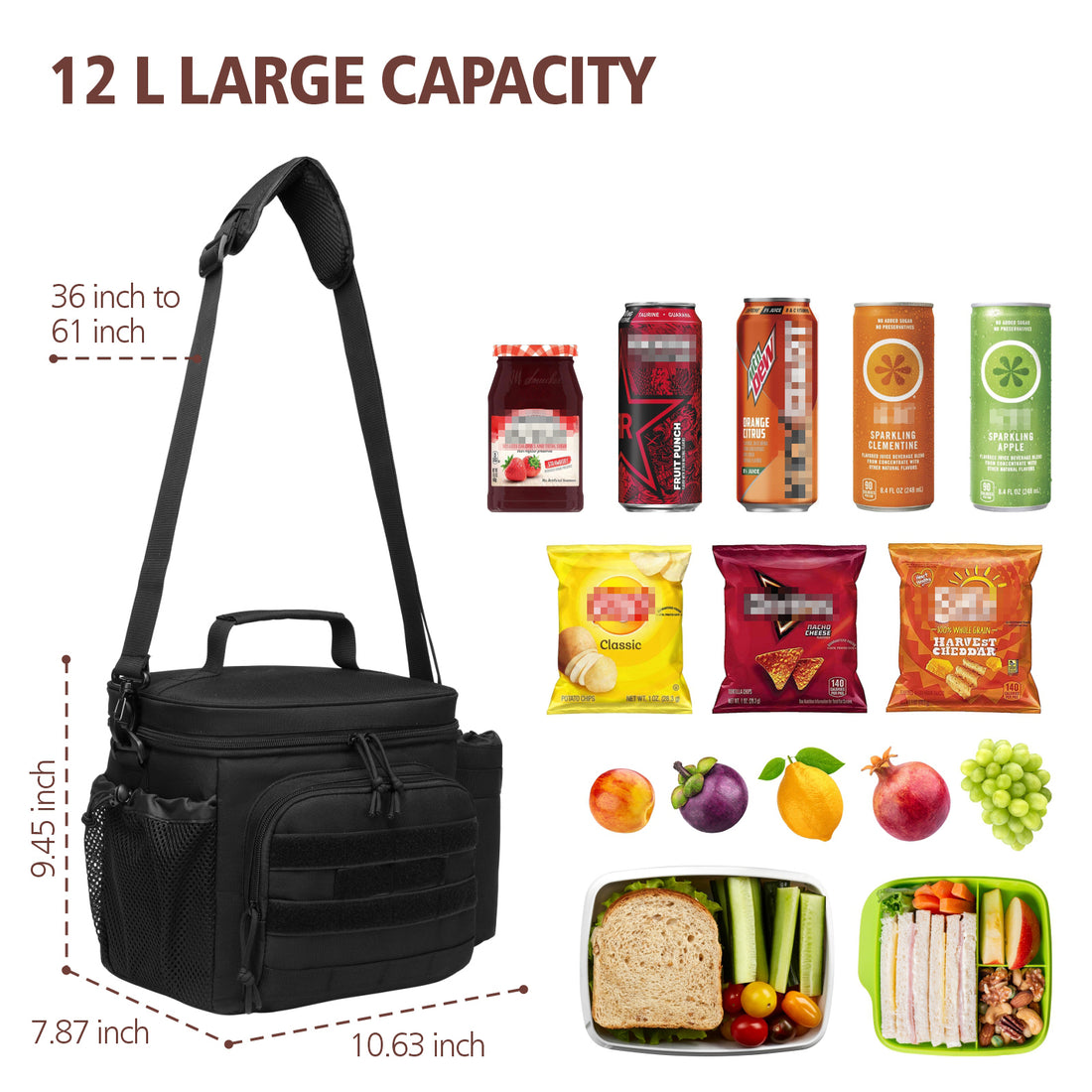 How much food can take for 12L lunch bag ?