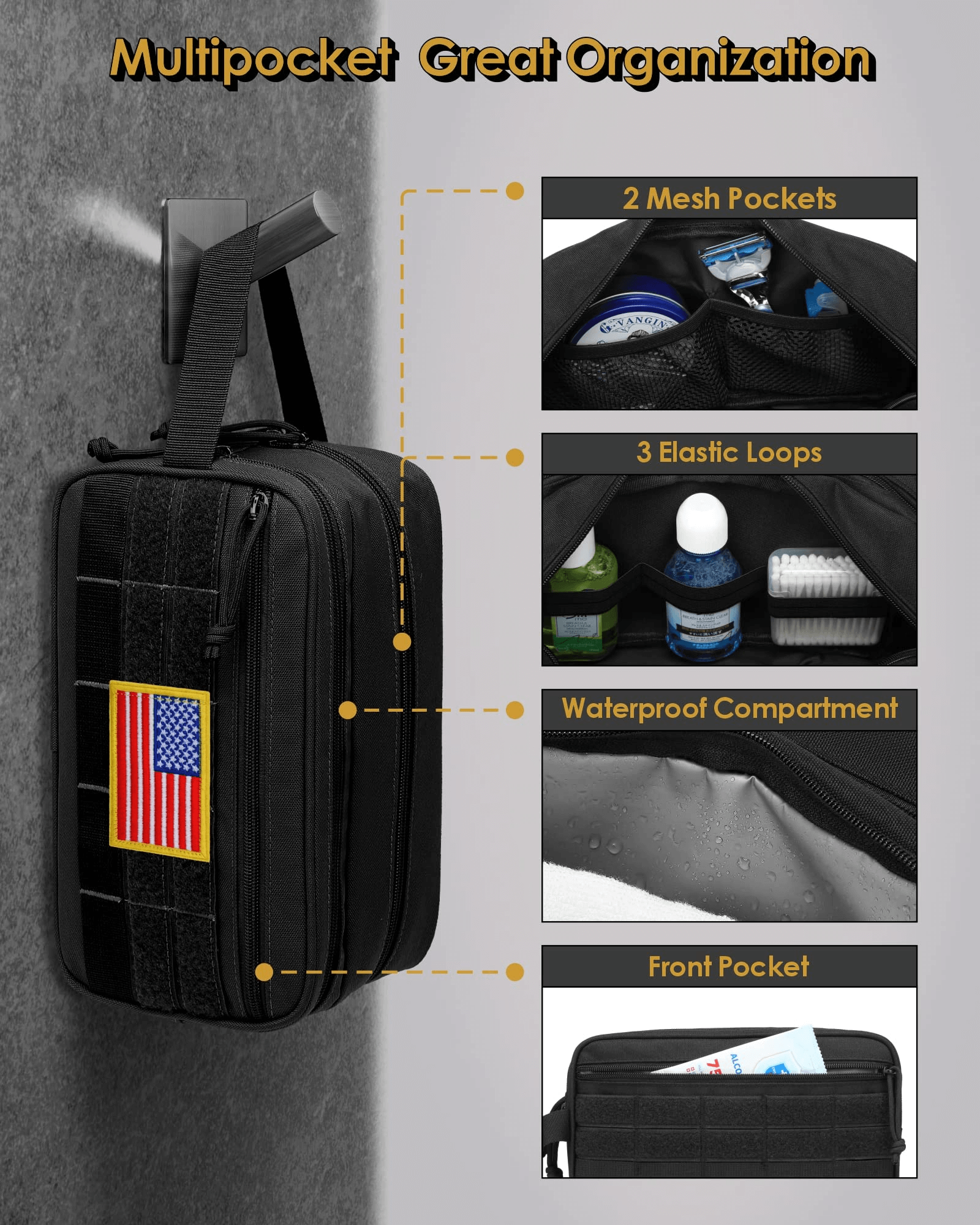 WYNEX Tactical Molle Pouch Small, EDC Utility Pouch Tactical Tool Pouches  Bag Compact Multi-Purpose Waist Pouch Include Flag Pat